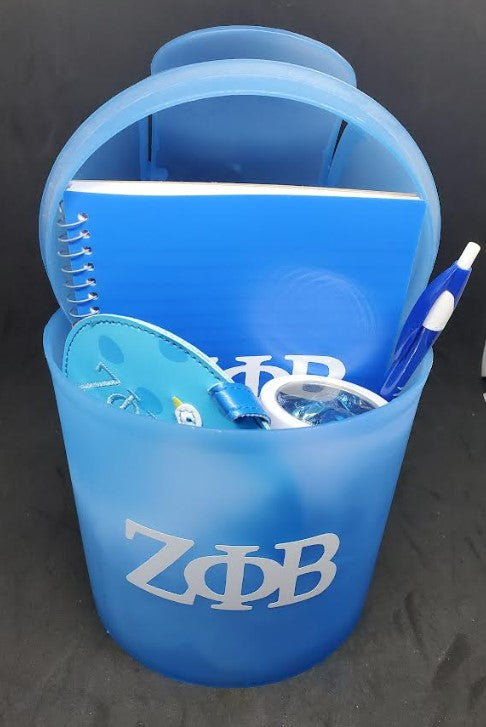 Stationary trash can set