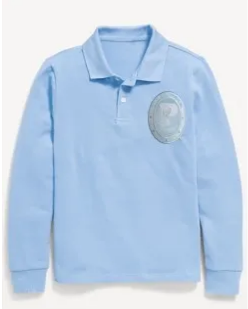 Long-Sleeve Pearlette Polo with Embroidered Patch