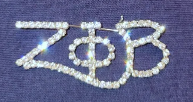 Medium Cursive Rhinestone Lapel Pin