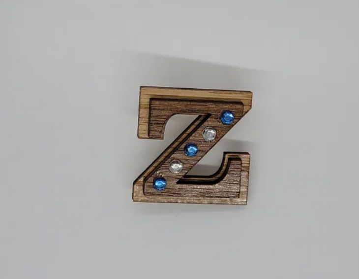 Double Wooden Z Lapel Pin