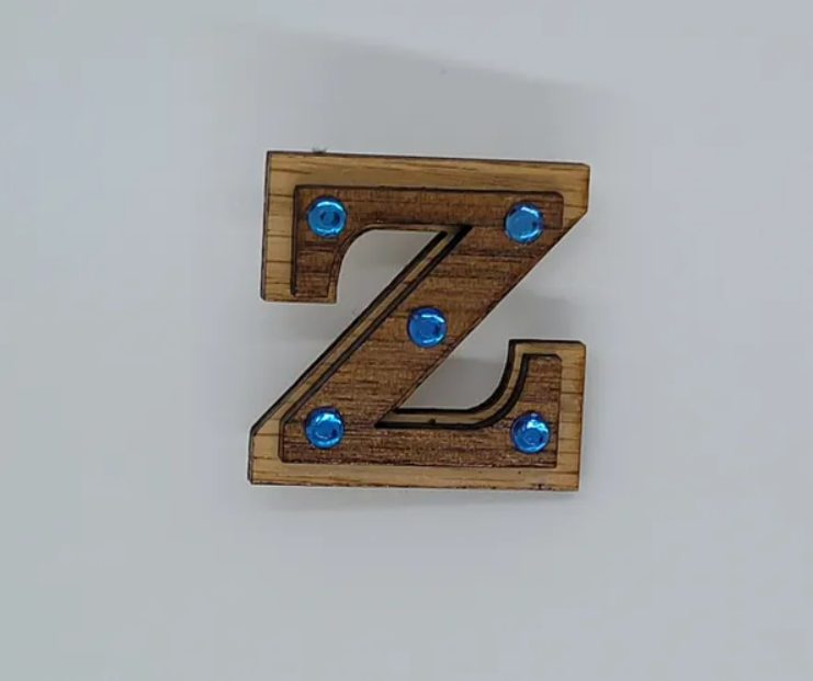 Double Wooden Z Lapel Pin