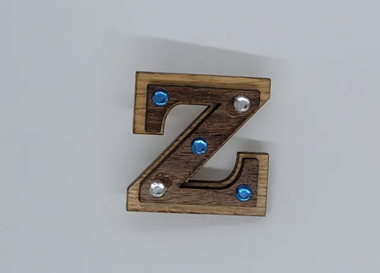 Double Wooden Z Lapel Pin