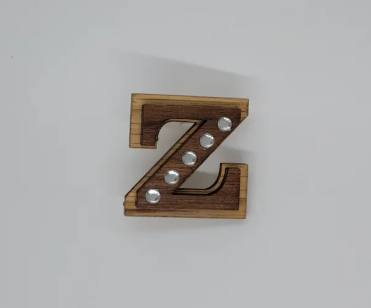 Double Wooden Z Lapel Pin