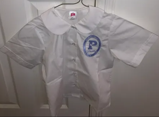 Fully embroidered Pearlette  peter pan button down (Discontinued)