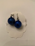 Blue glitter ornament earrings