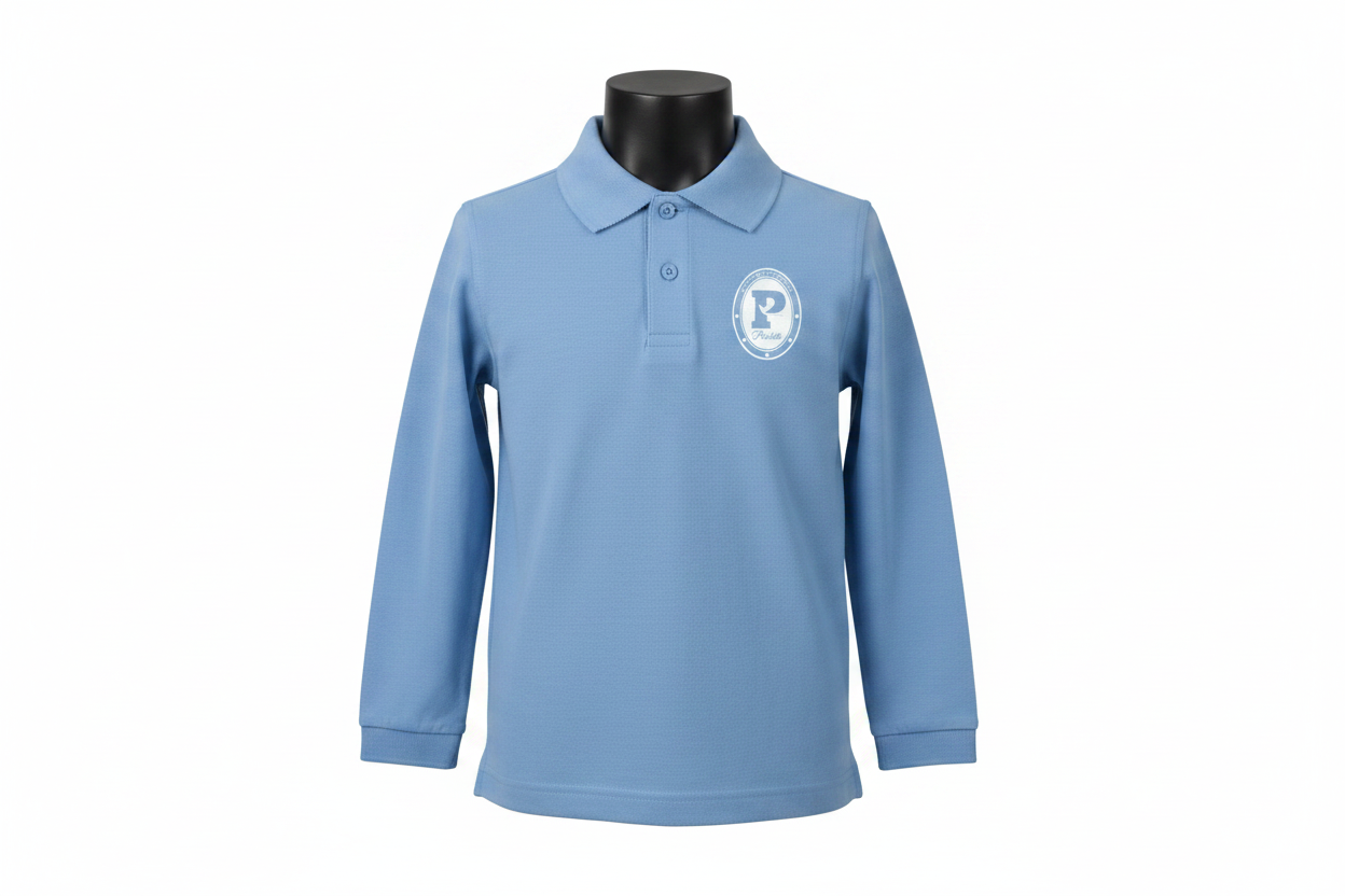 Long-Sleeve Pearlette Polo with Embroidered Patch
