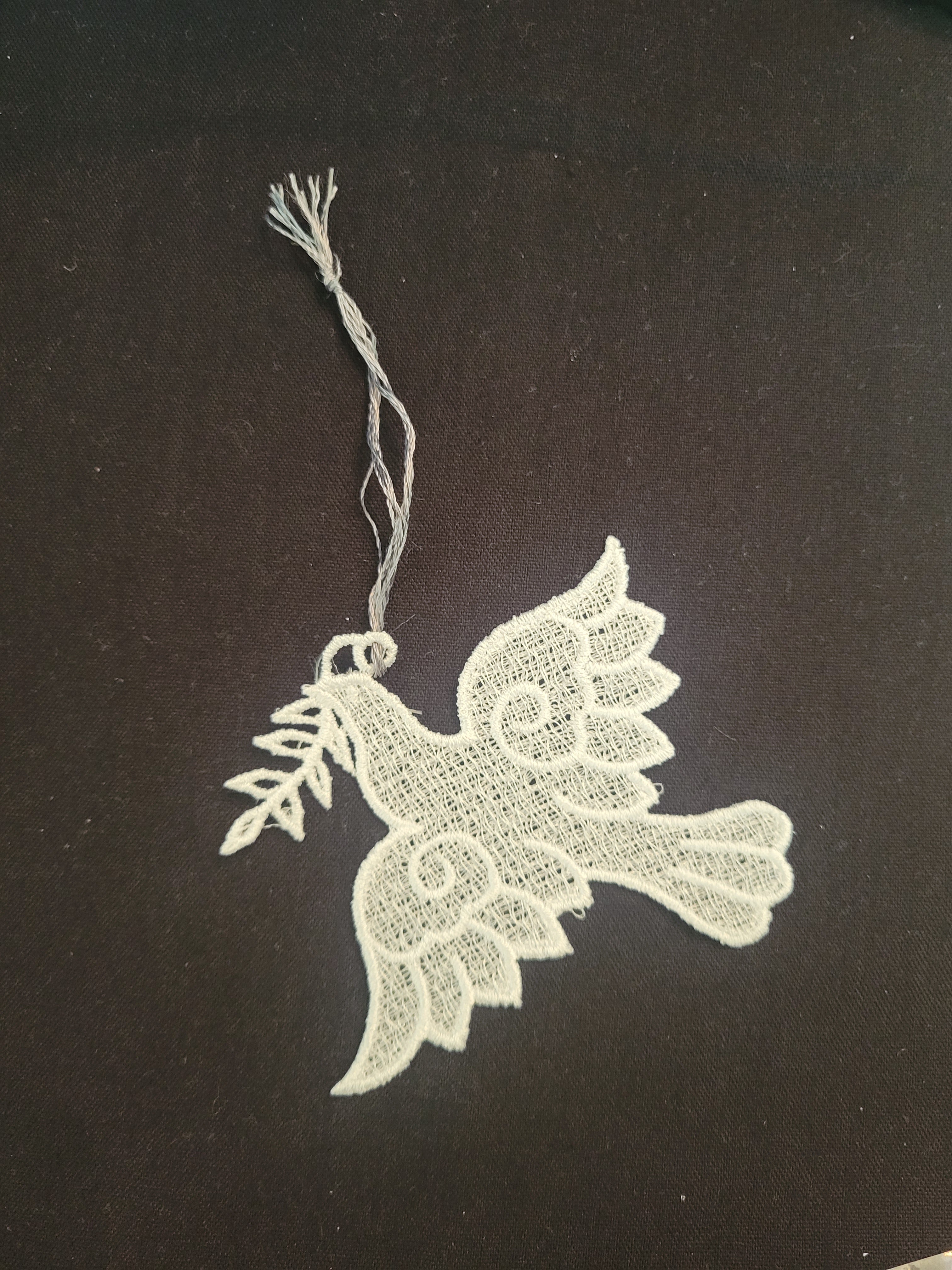 Embroidered dove ornament