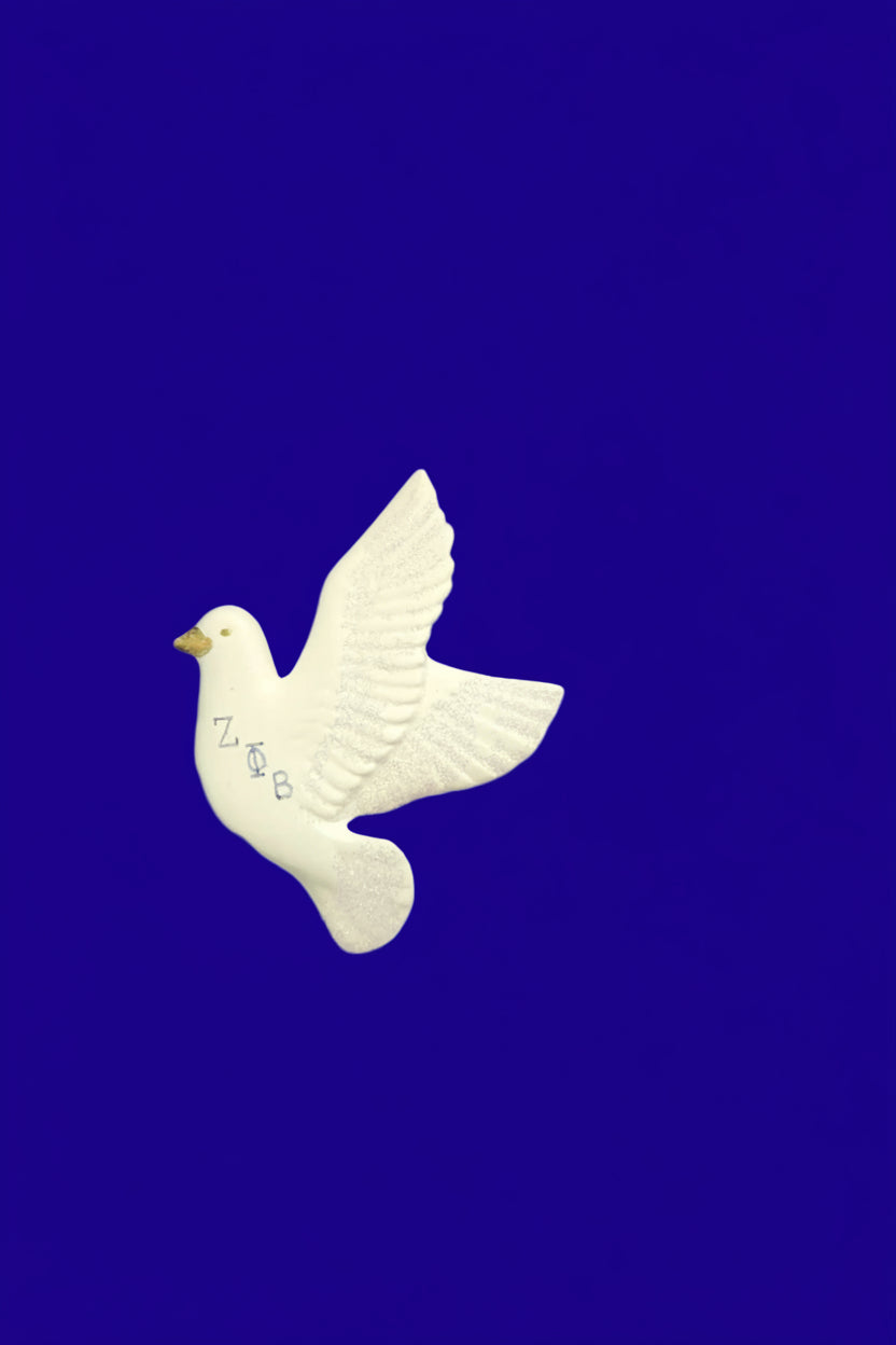 White glitter dove magnet