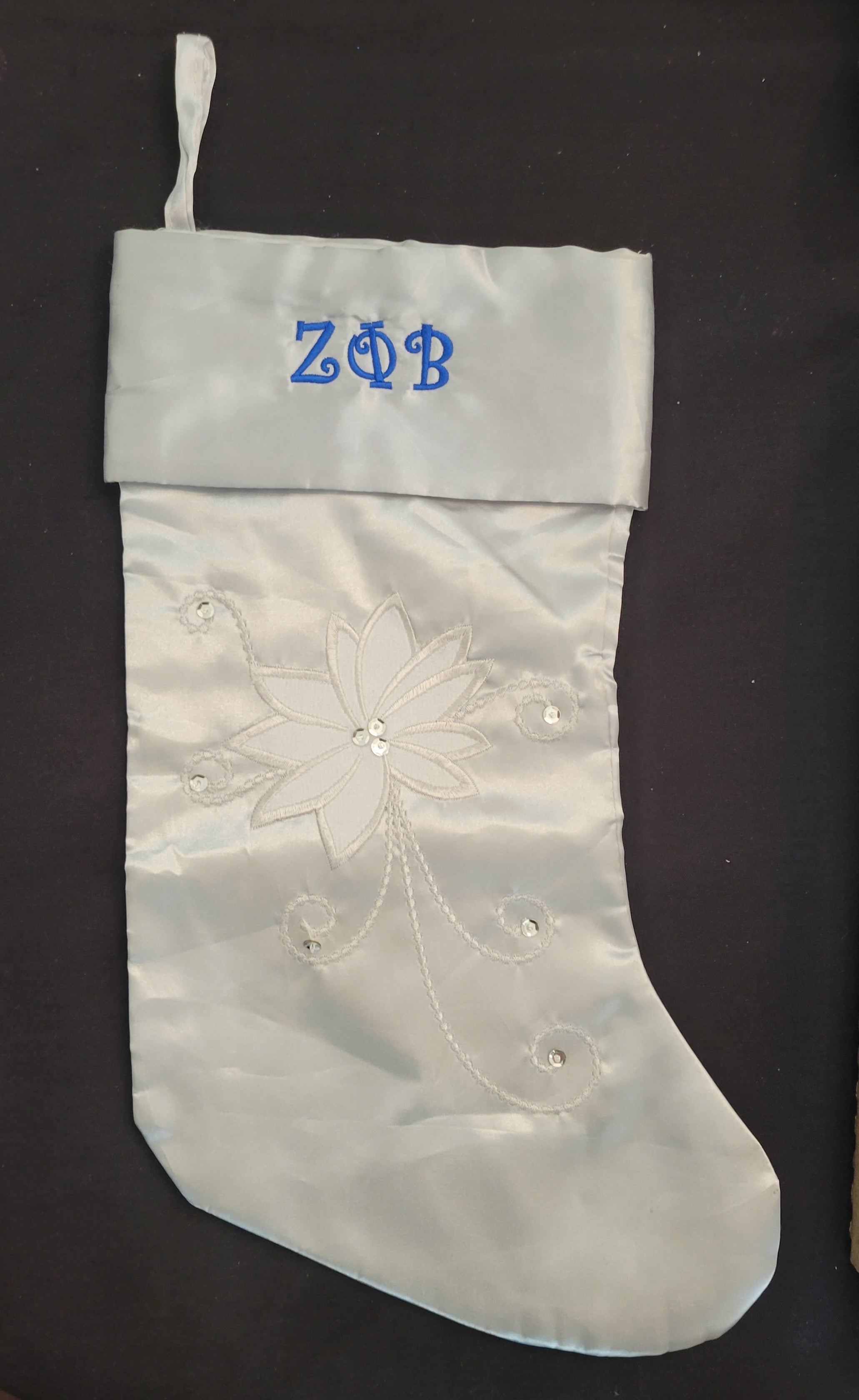 Zeta embroidered Christmas Stocking