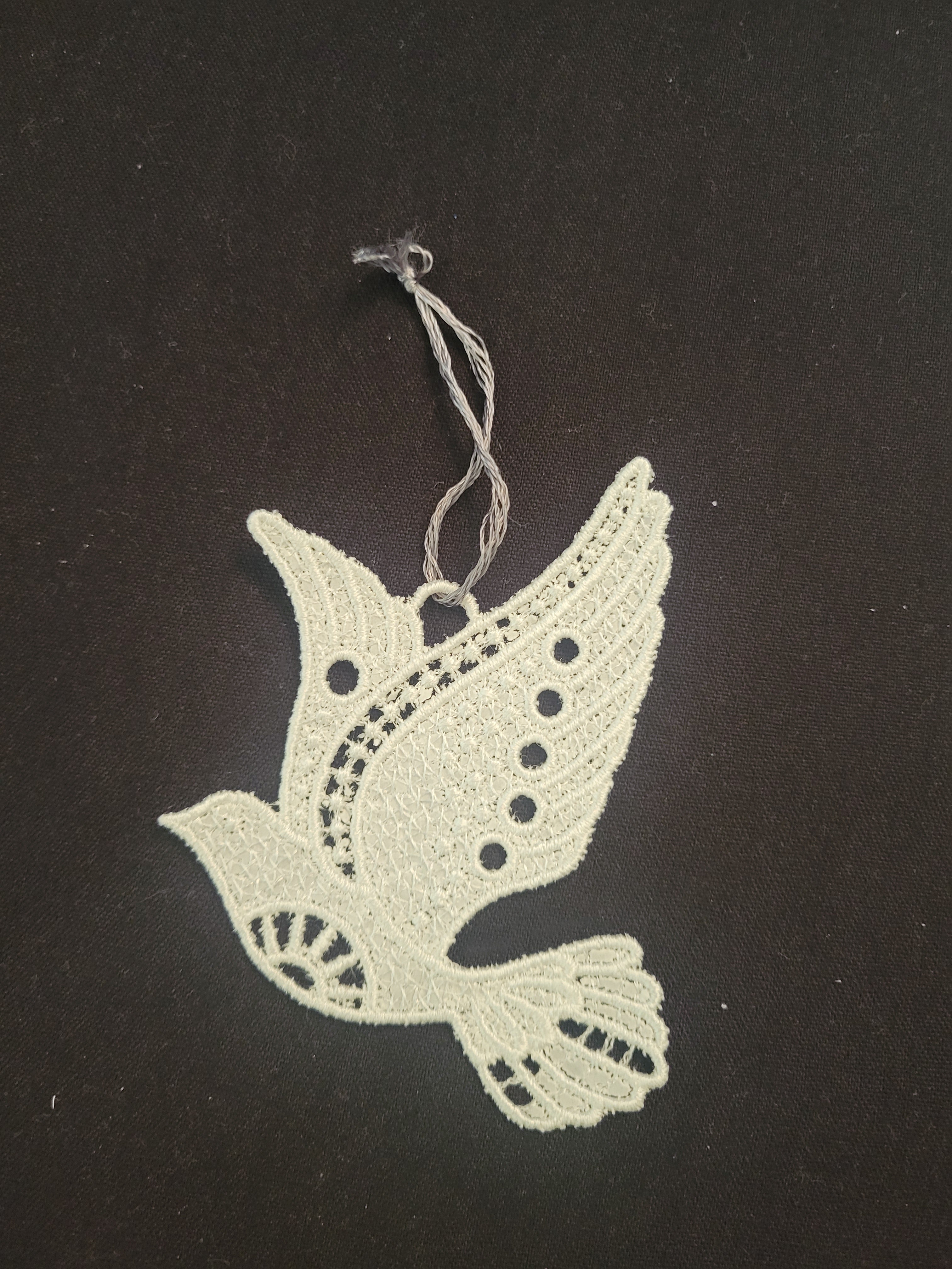 Embroidered dove ornament