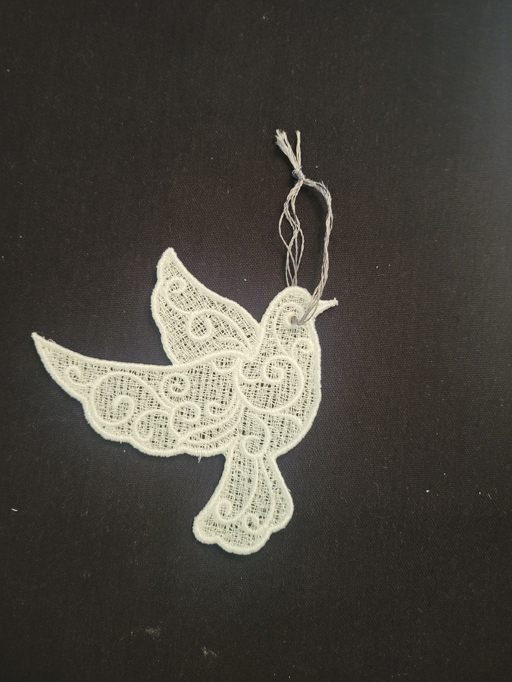 Embroidered dove ornament