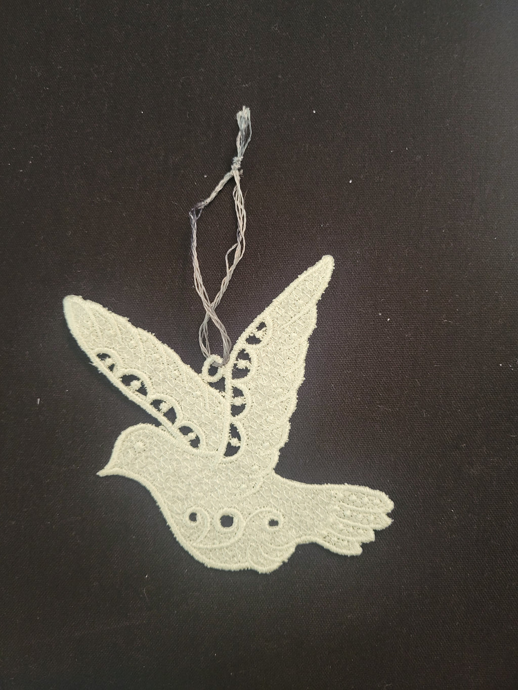 Embroidered dove ornament