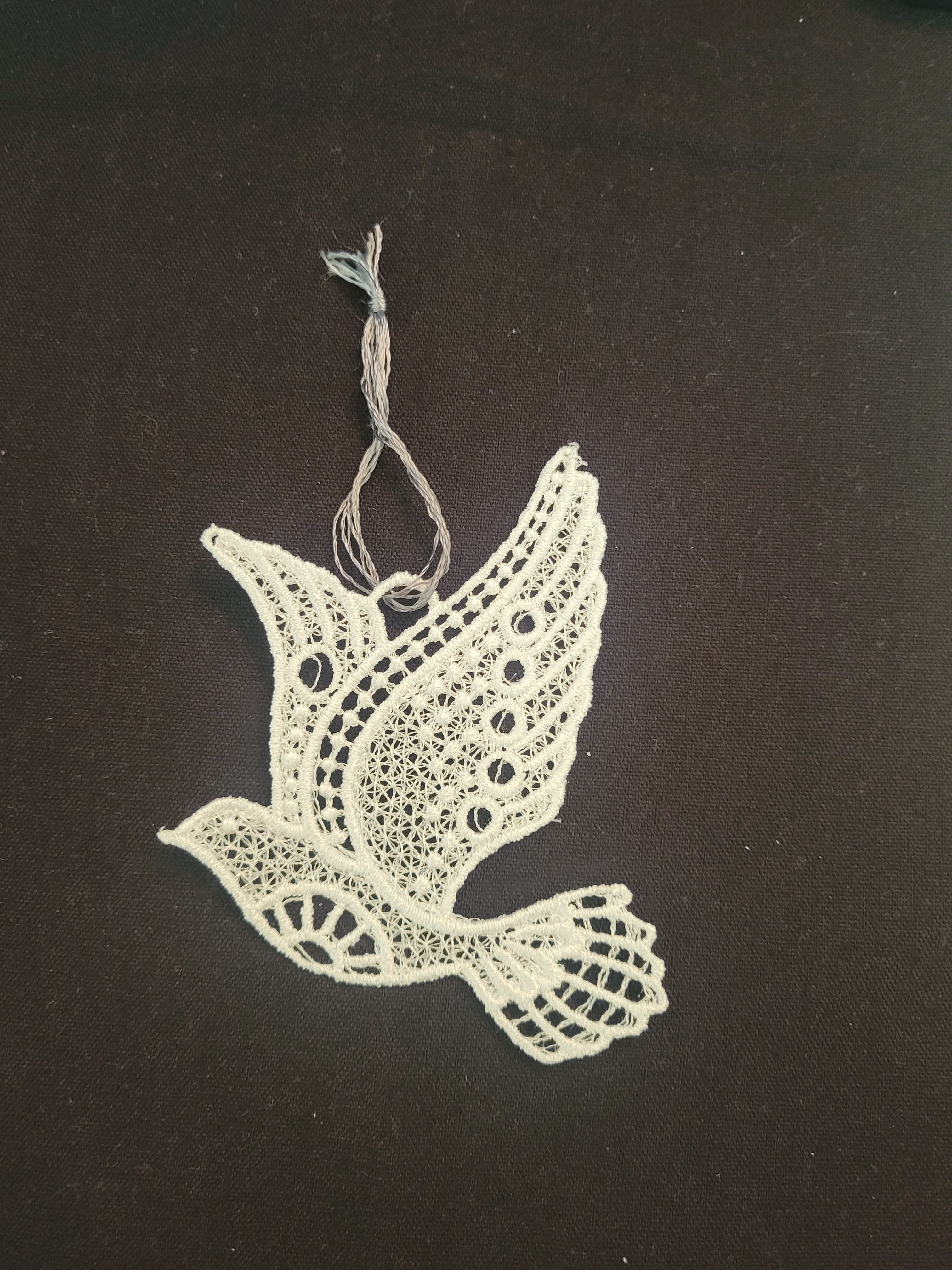 Embroidered dove ornament