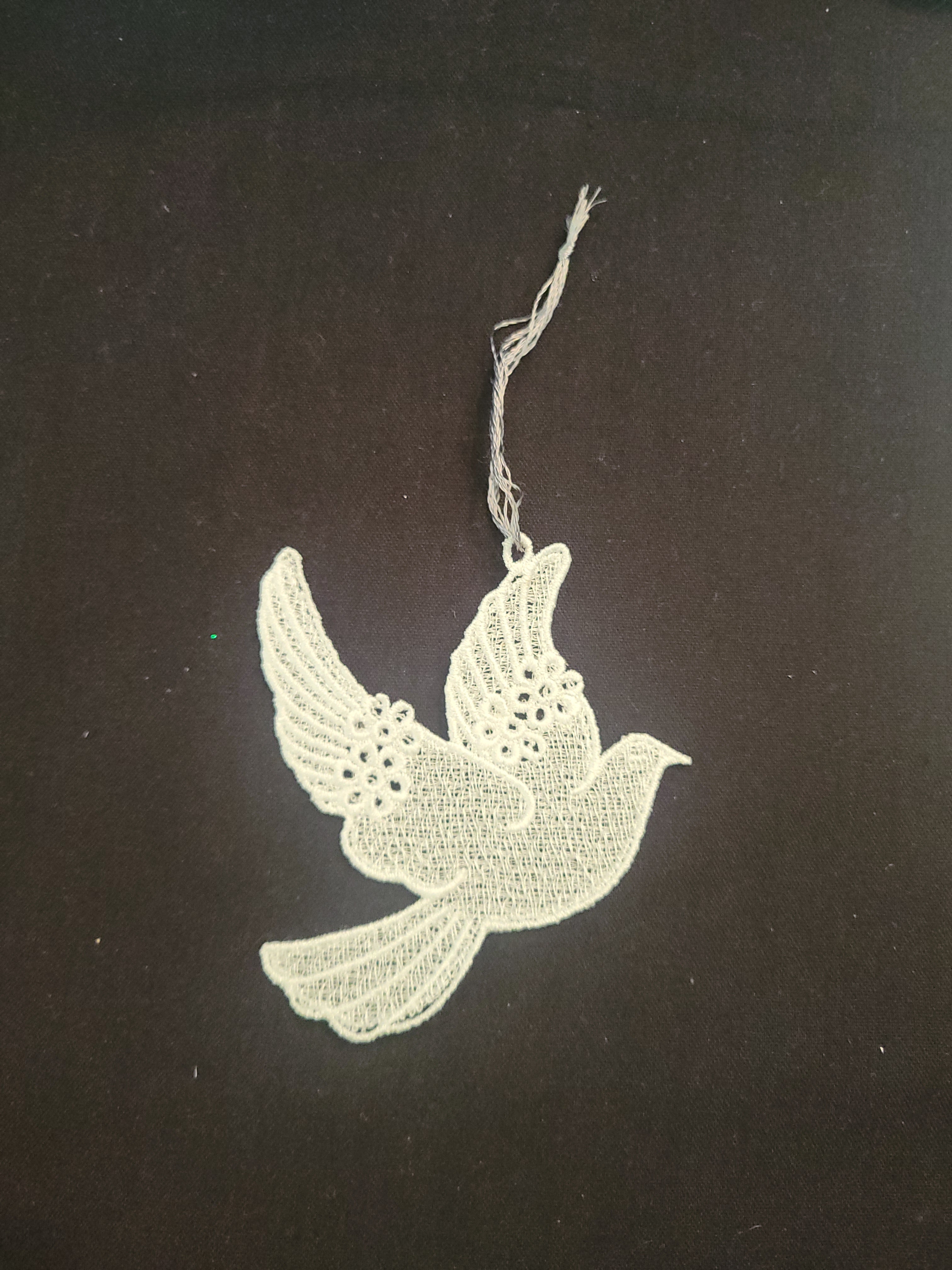 Embroidered dove ornament