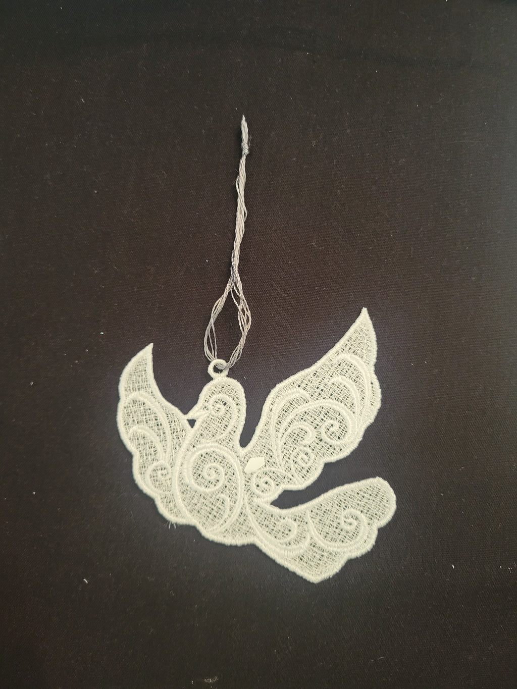 Embroidered dove ornament