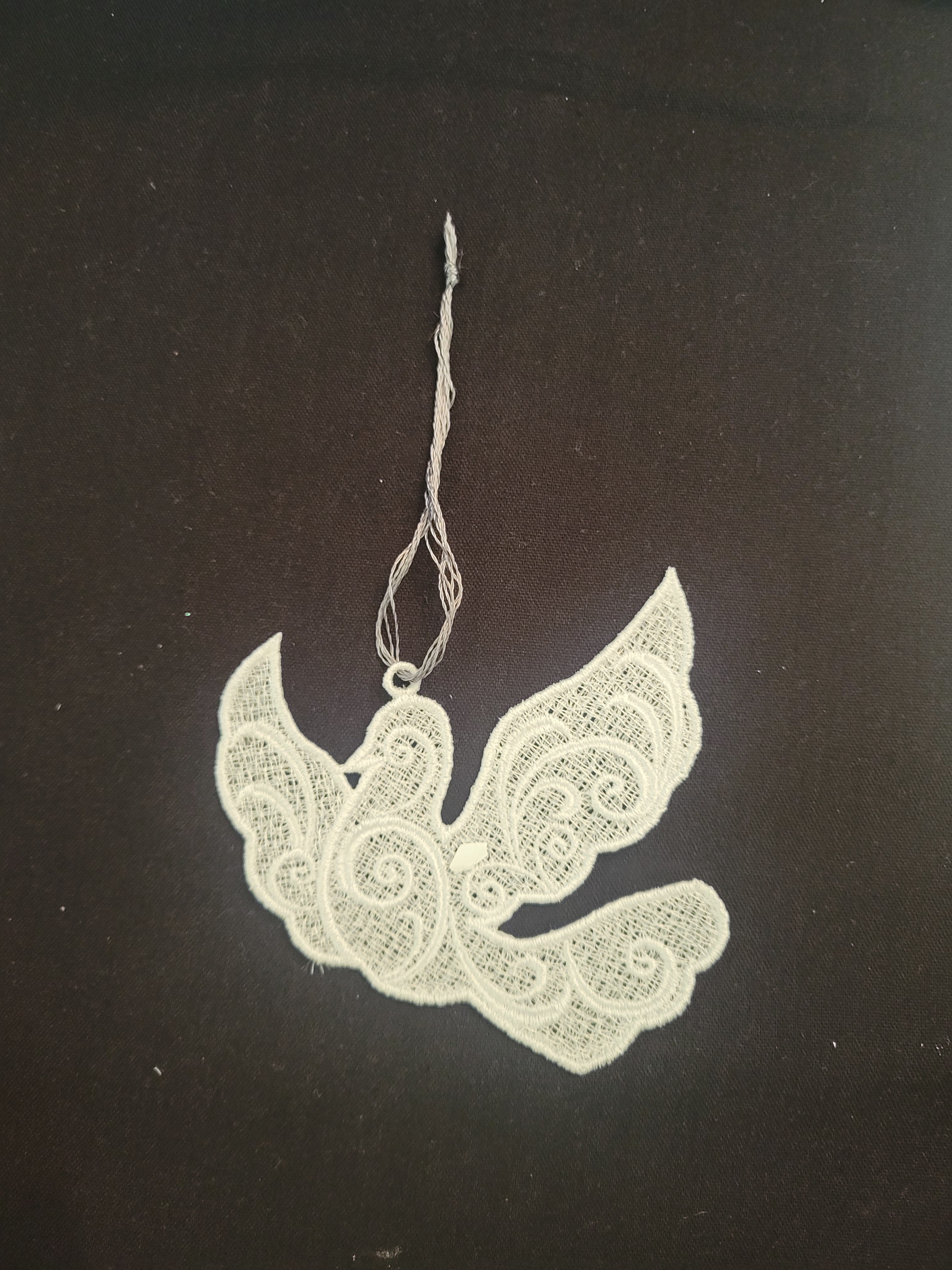 Embroidered dove ornament