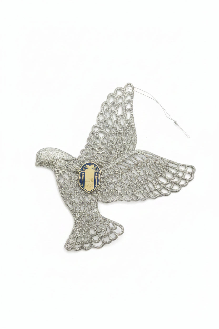 Silver glitter dove ornament