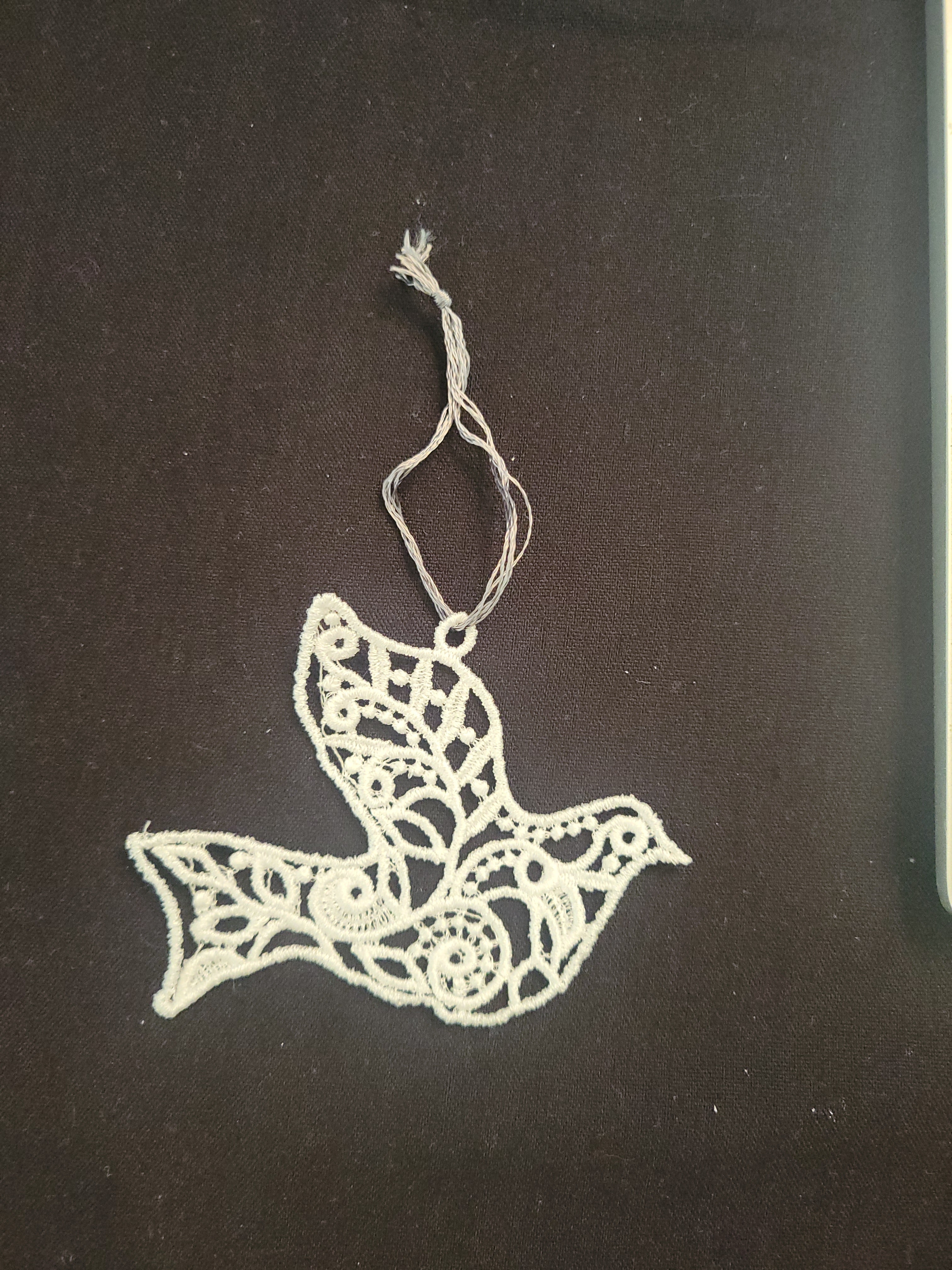 Embroidered dove ornament
