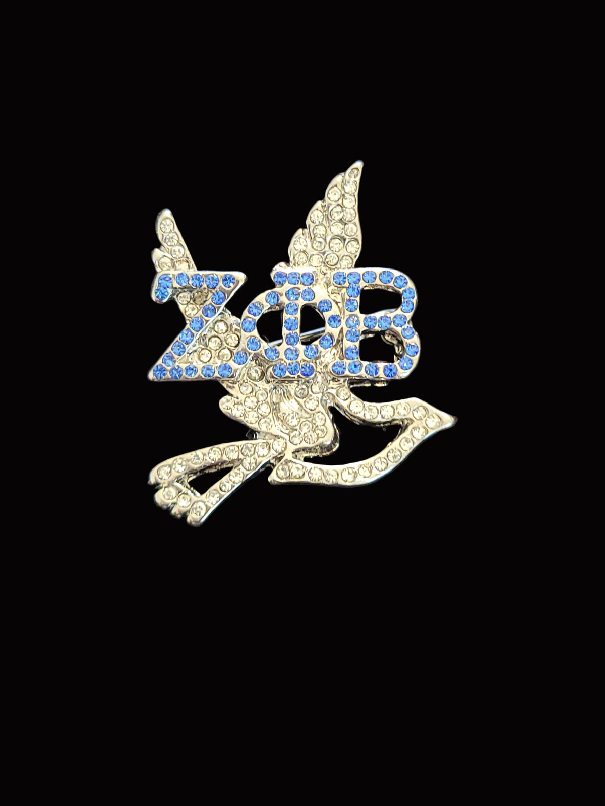 Rhinestone Zeta Dove lapel pin